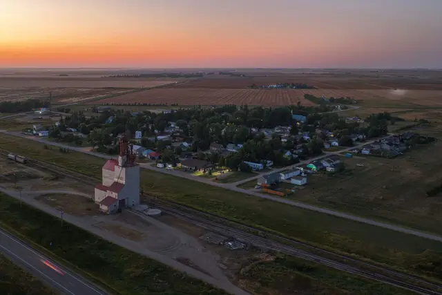 Aerial view of Francis at sunset